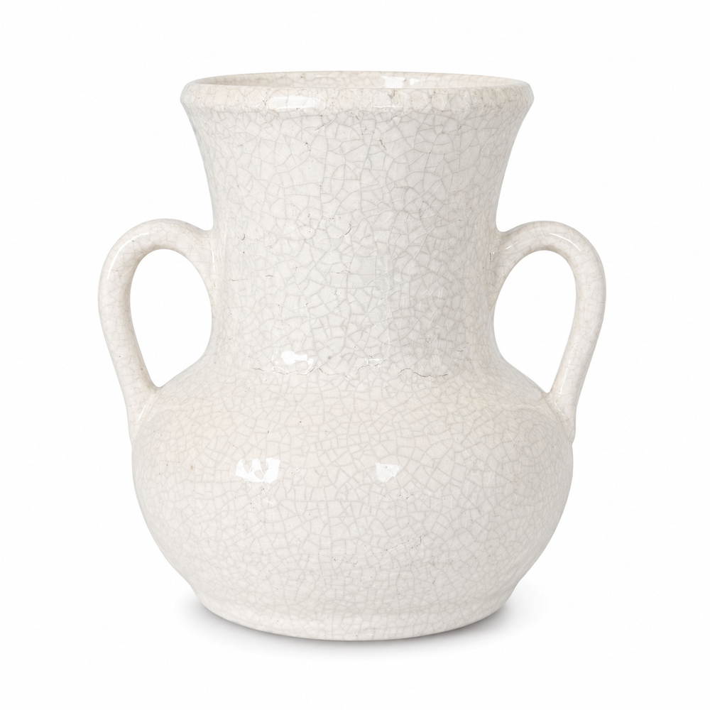 Tall Crackle Glaze Two-Handle Vase