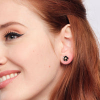 1950s Style Red Rose & Pearl Earrings Studs - Pretty Kitty Fashion