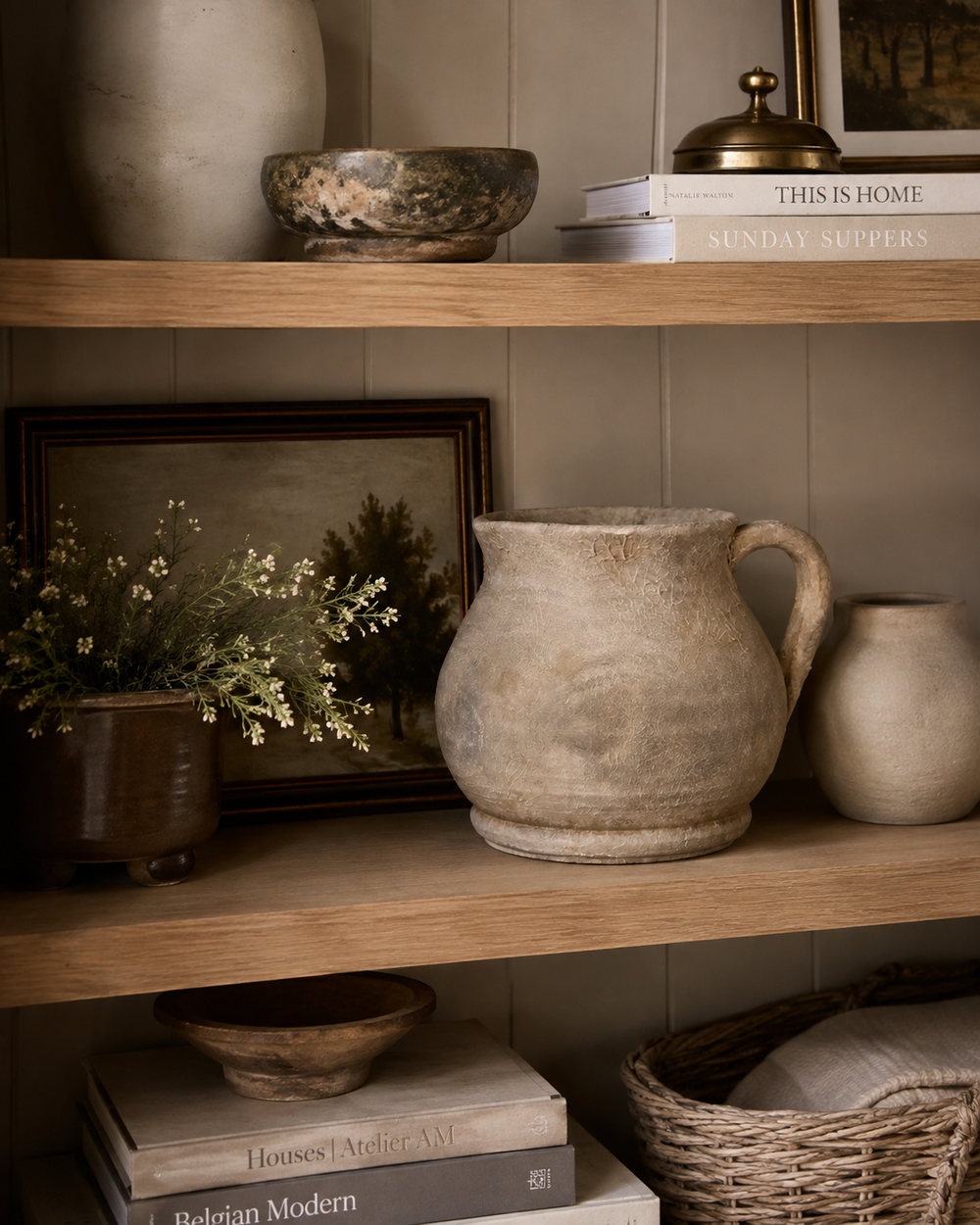 Aged Charcoal Terracotta Jug Vase
