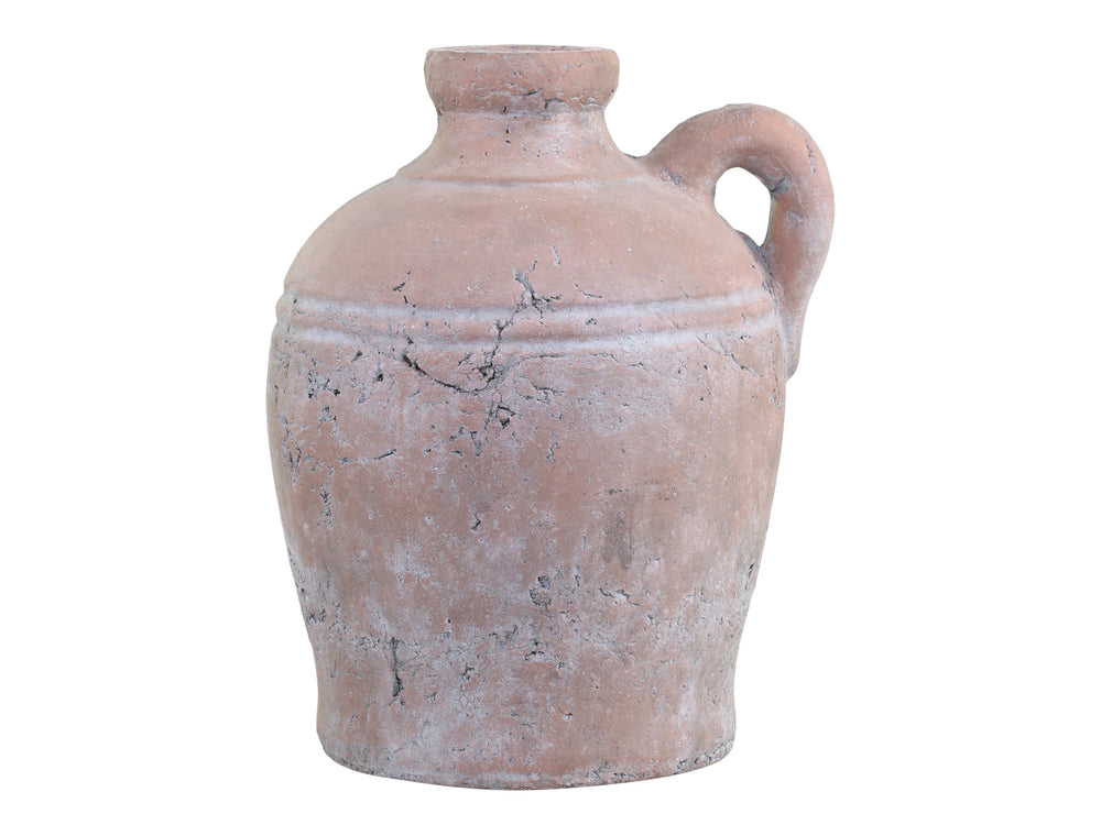 Aged Terracotta Bottle Vase with Handle
