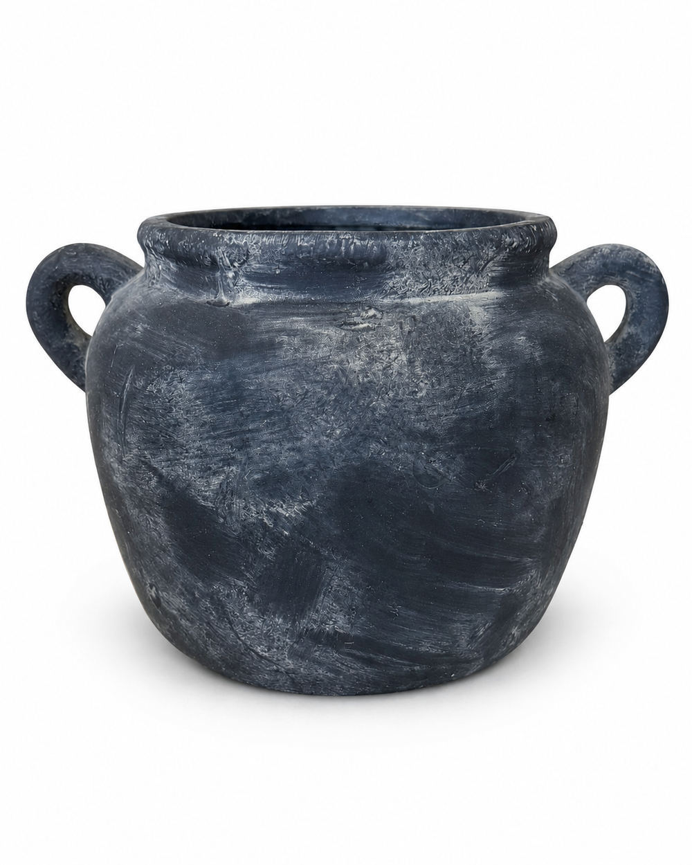 Aged Black Two-Handle Decorative Pot