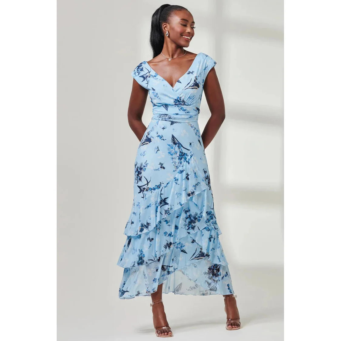 Light blue floral maxi hotsell