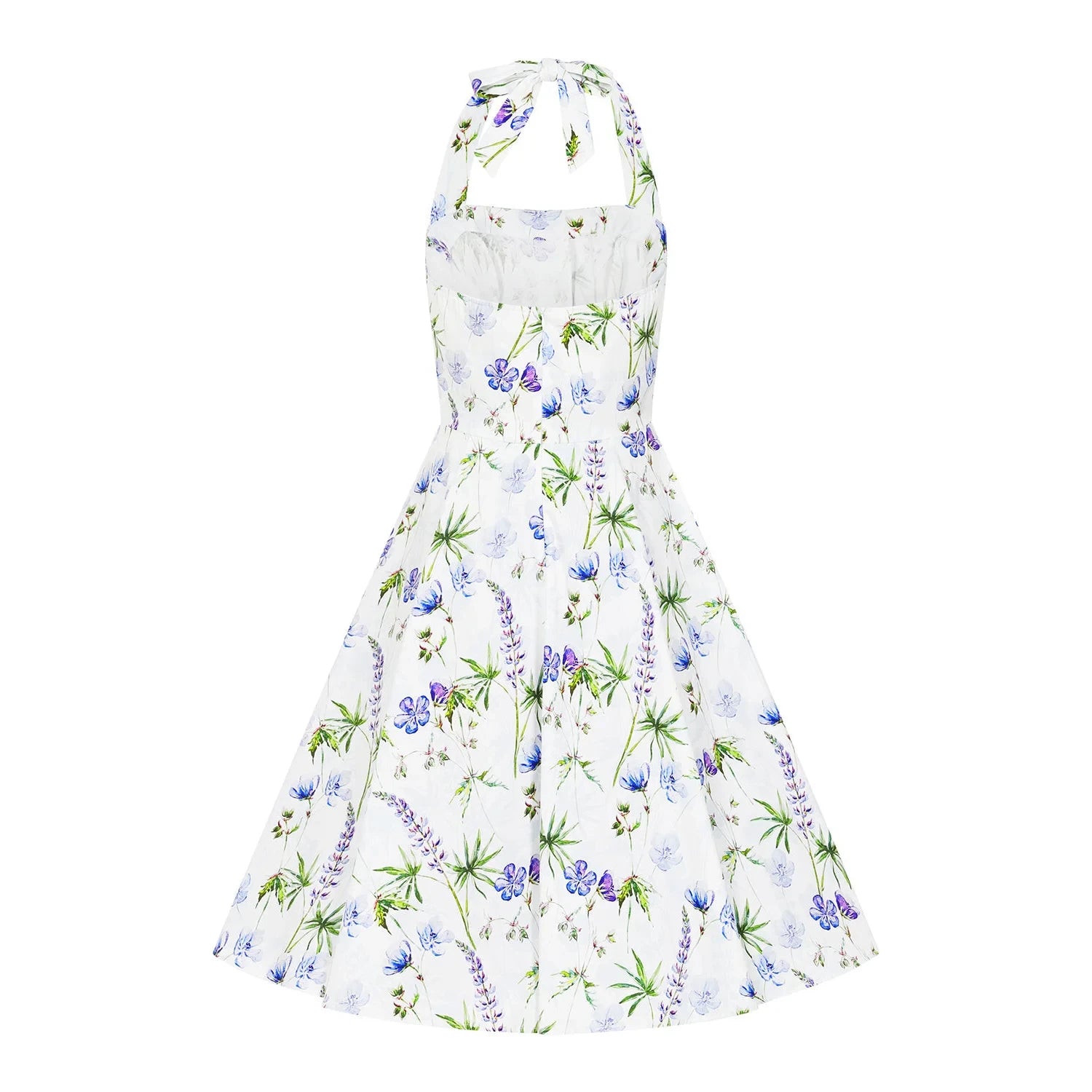 Spring Floral Halterneck Swing Tea Dress