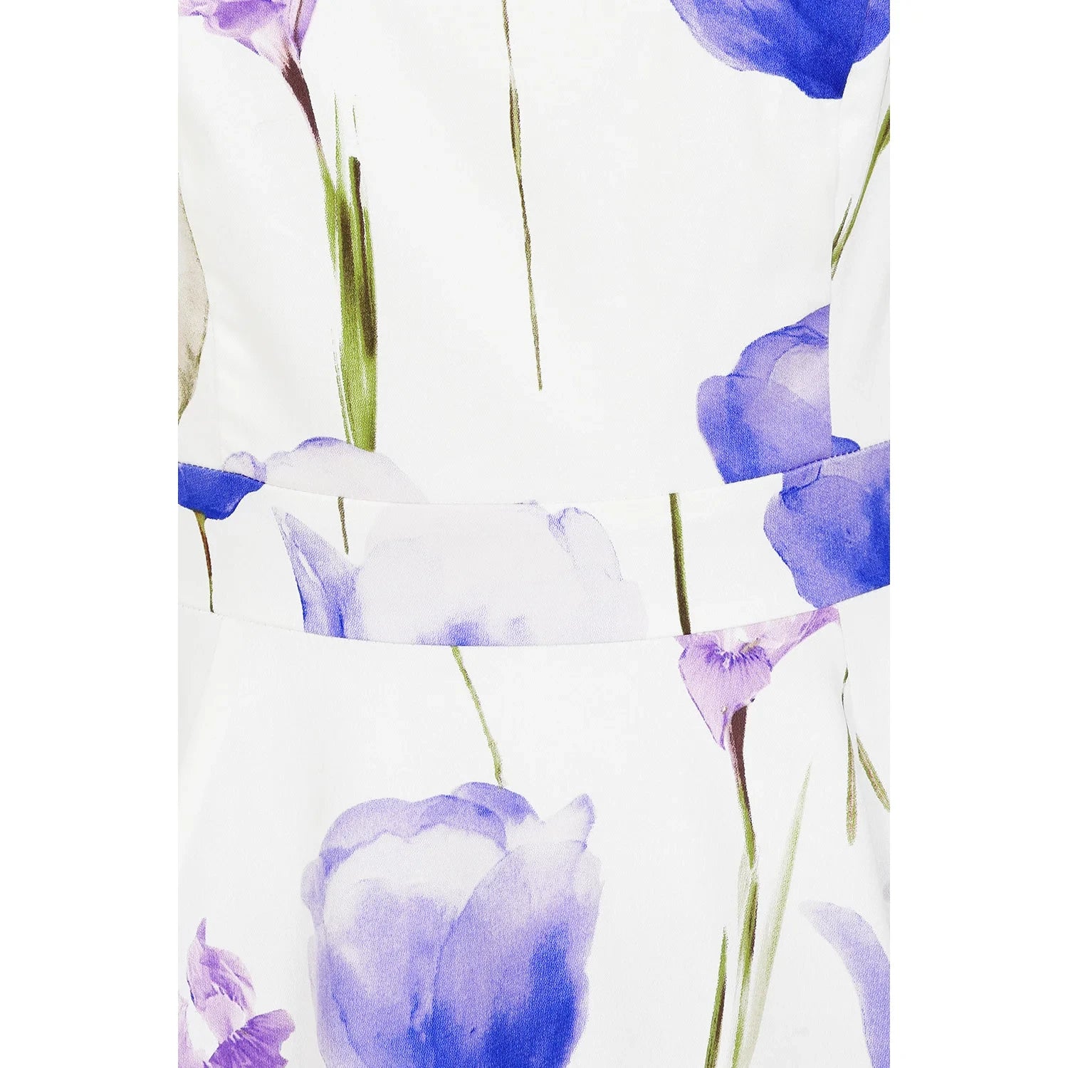 White & Purple Tulips Floral Print 50s Swing Dress
