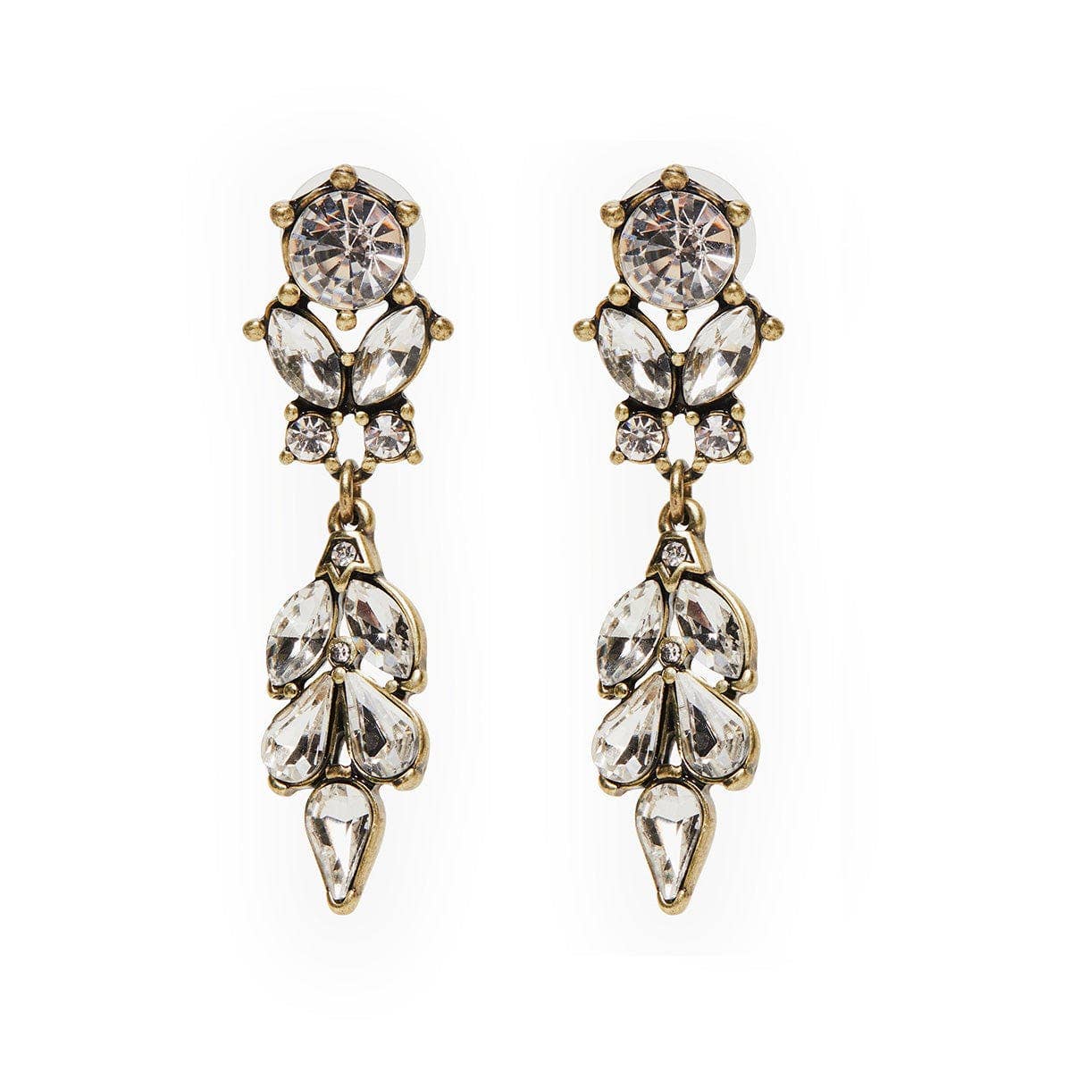 Antique Vintage Earrings: Diamante Drop Earrings - Pretty Kitty Fashion