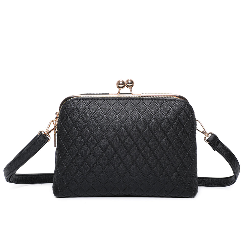 Black Quilted Look Everyday Handbag