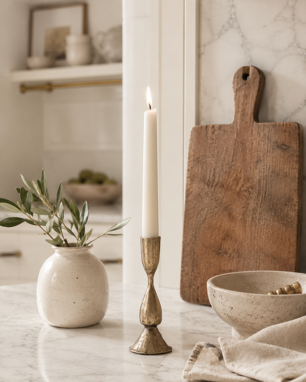 Vintage Brass Finish Sculptural Candlestick