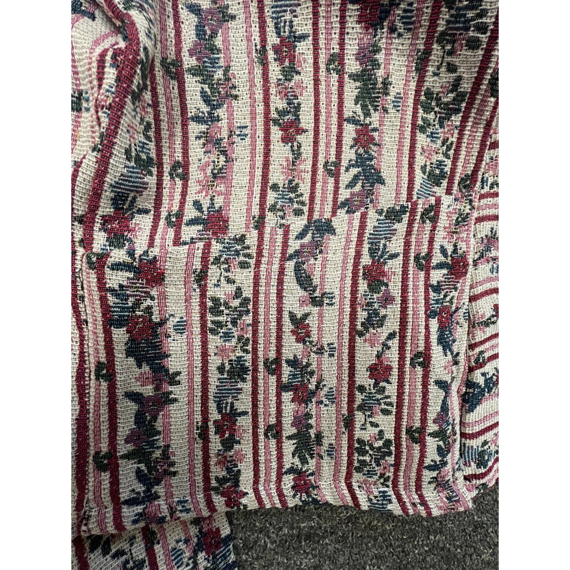 Vintage Red Floral Stripe Blouson Layering Jacket