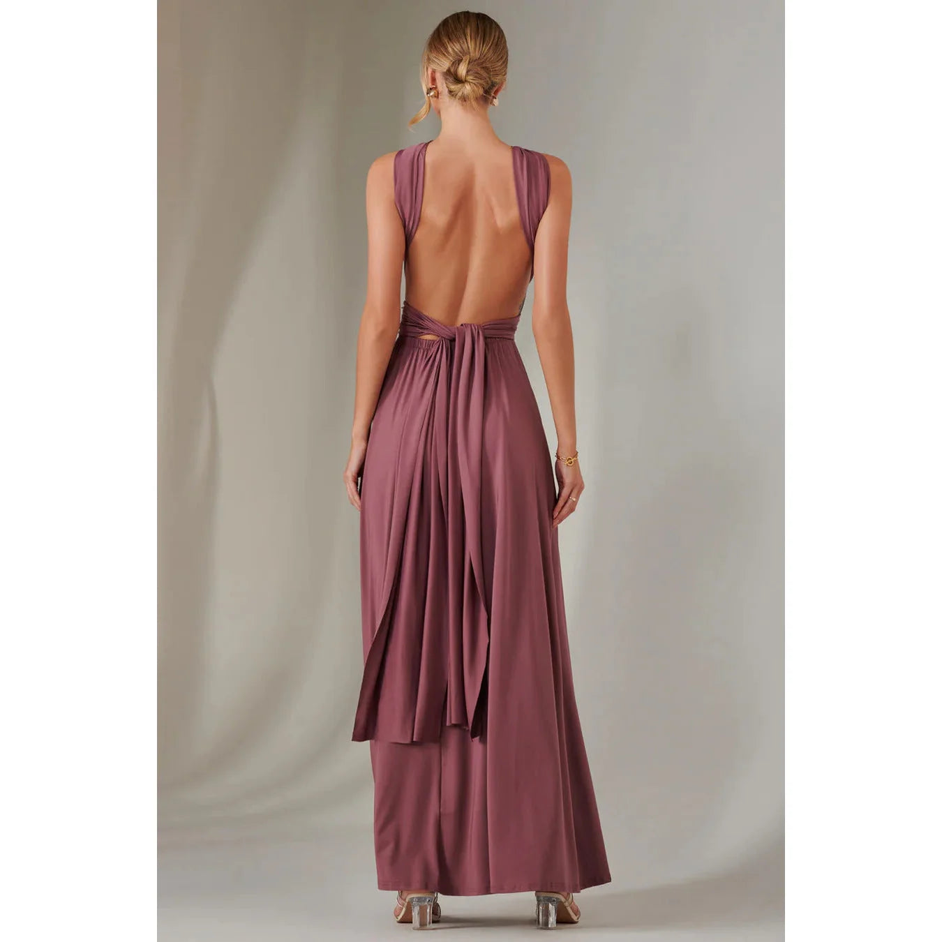 Jolie Moi Dusky Mauve Pink Multi Wear Bridesmaid Maxi Dress