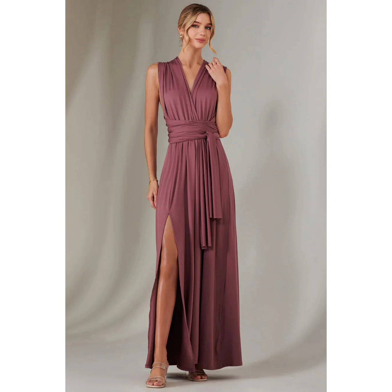 Jolie Moi Dusky Mauve Pink Multi Wear Bridesmaid Maxi Dress