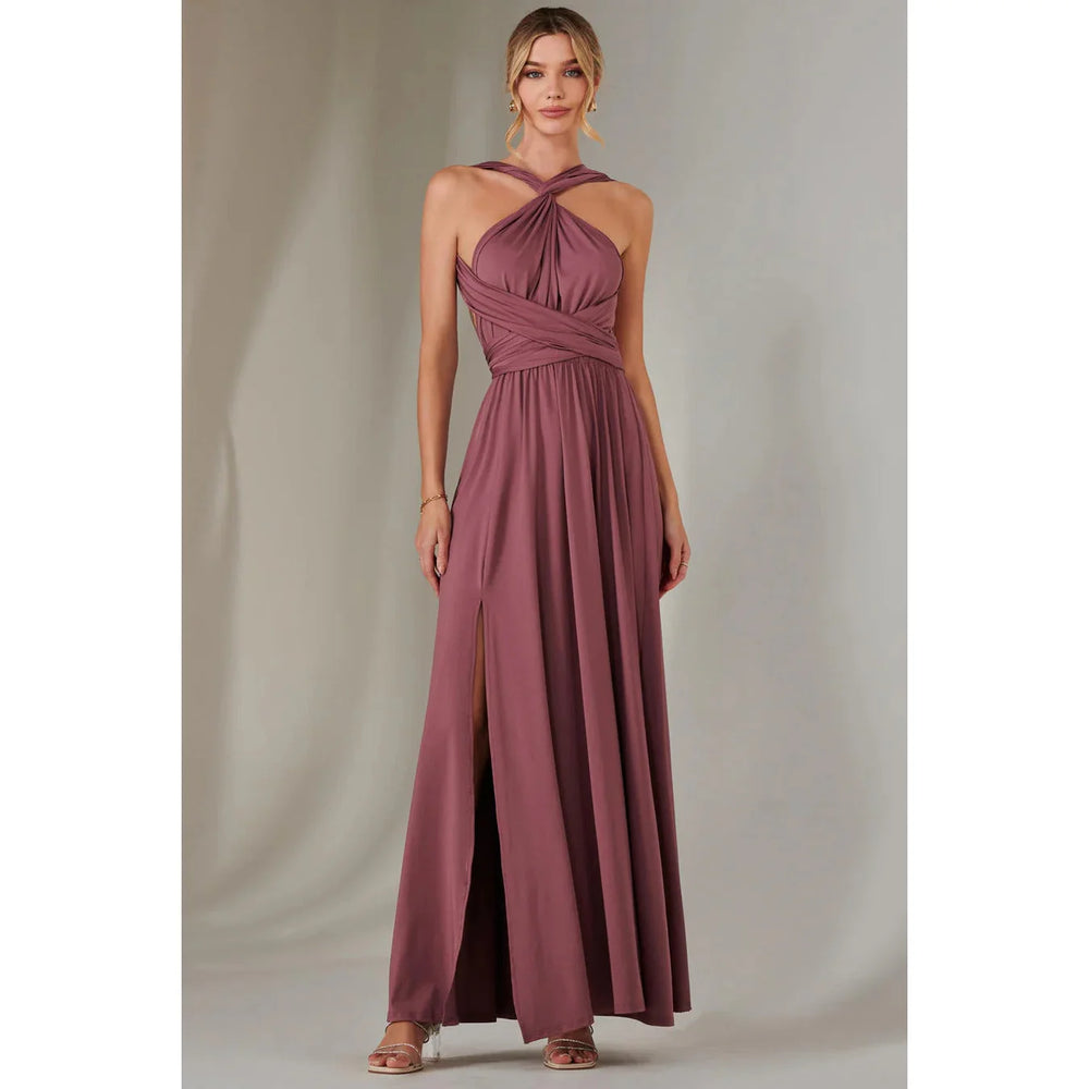 Jolie Moi Dusky Mauve Pink Multi Wear Bridesmaid Maxi Dress