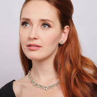 Vintage Crystal Earrings: Leaf And Pearl Stud Earrings - Pretty Kitty Fashion