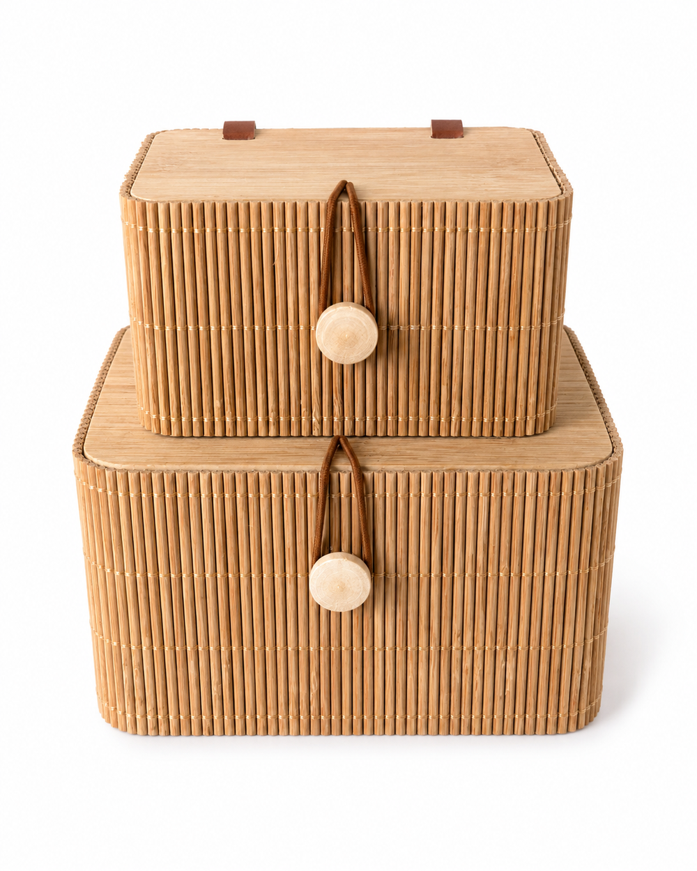 Set of Two Bamboo Storage Boxes