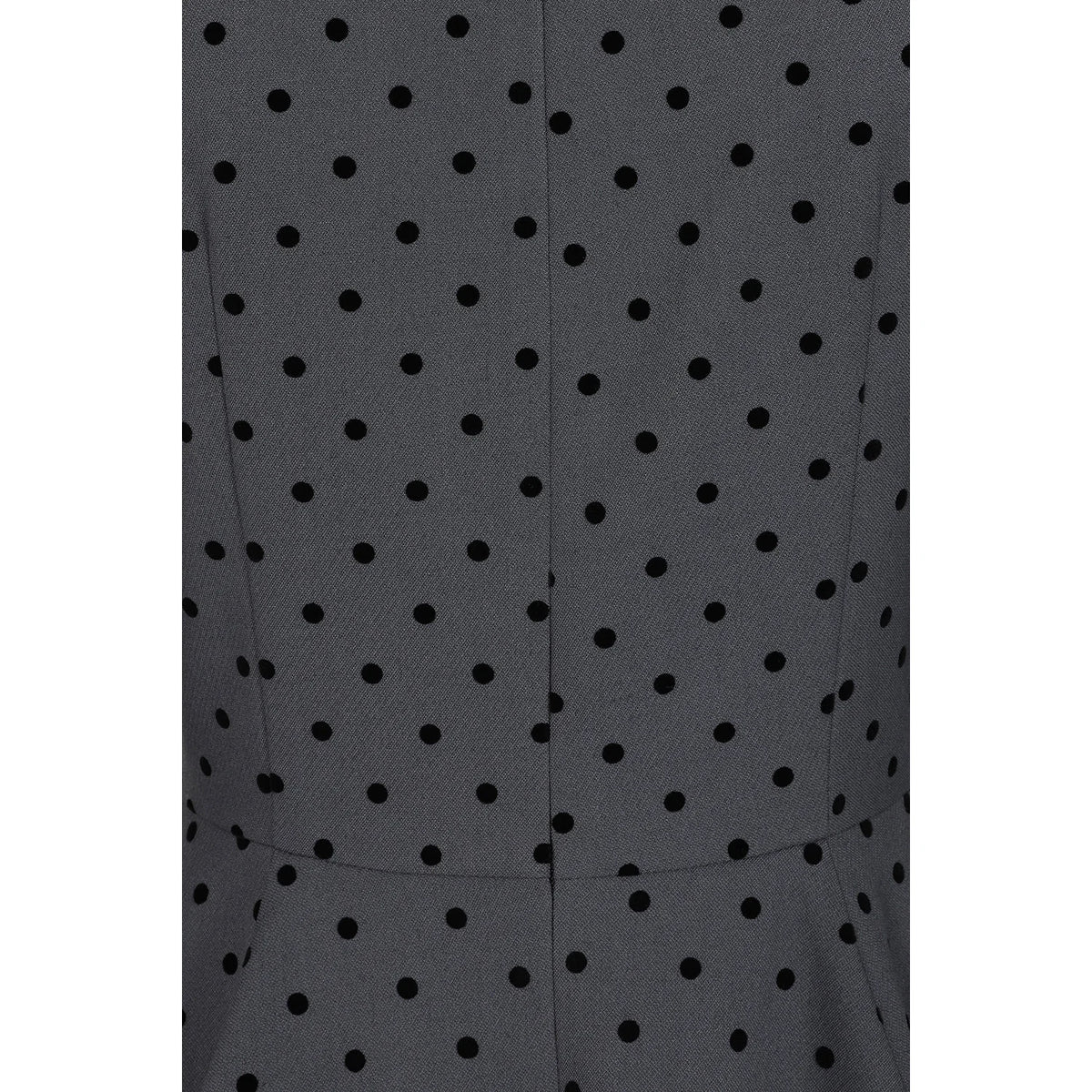 1950s Vintage Style Grey Polka Dot Swing Dress with 3/4 Sleeves & Pockets