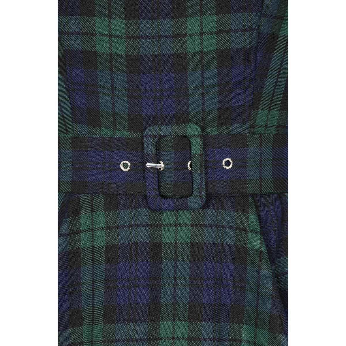 1950s Style Tartan Burns Swing Dress Fit and Flare Neck 3/4 Sleeve Dress with Pockets