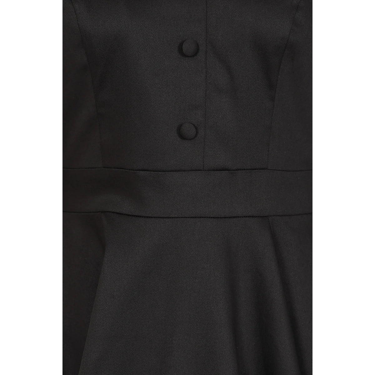 1950s Style Black Cotton Tea Dress with Lapel Collar