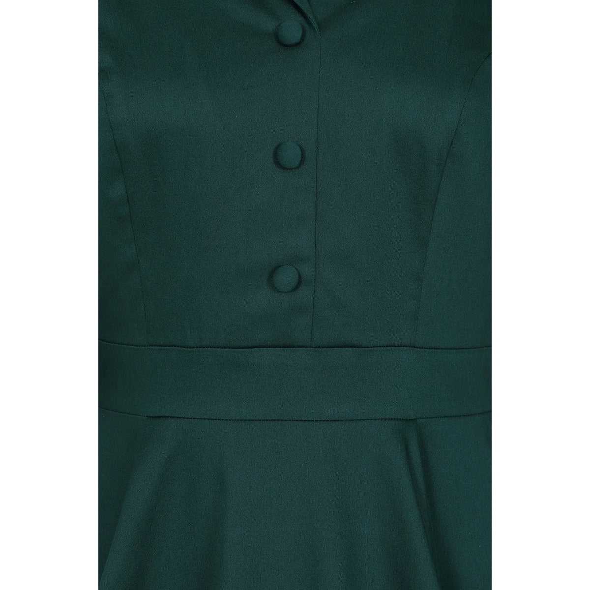 1950s Style Green Cotton Tea Dress with Lapel Collar.