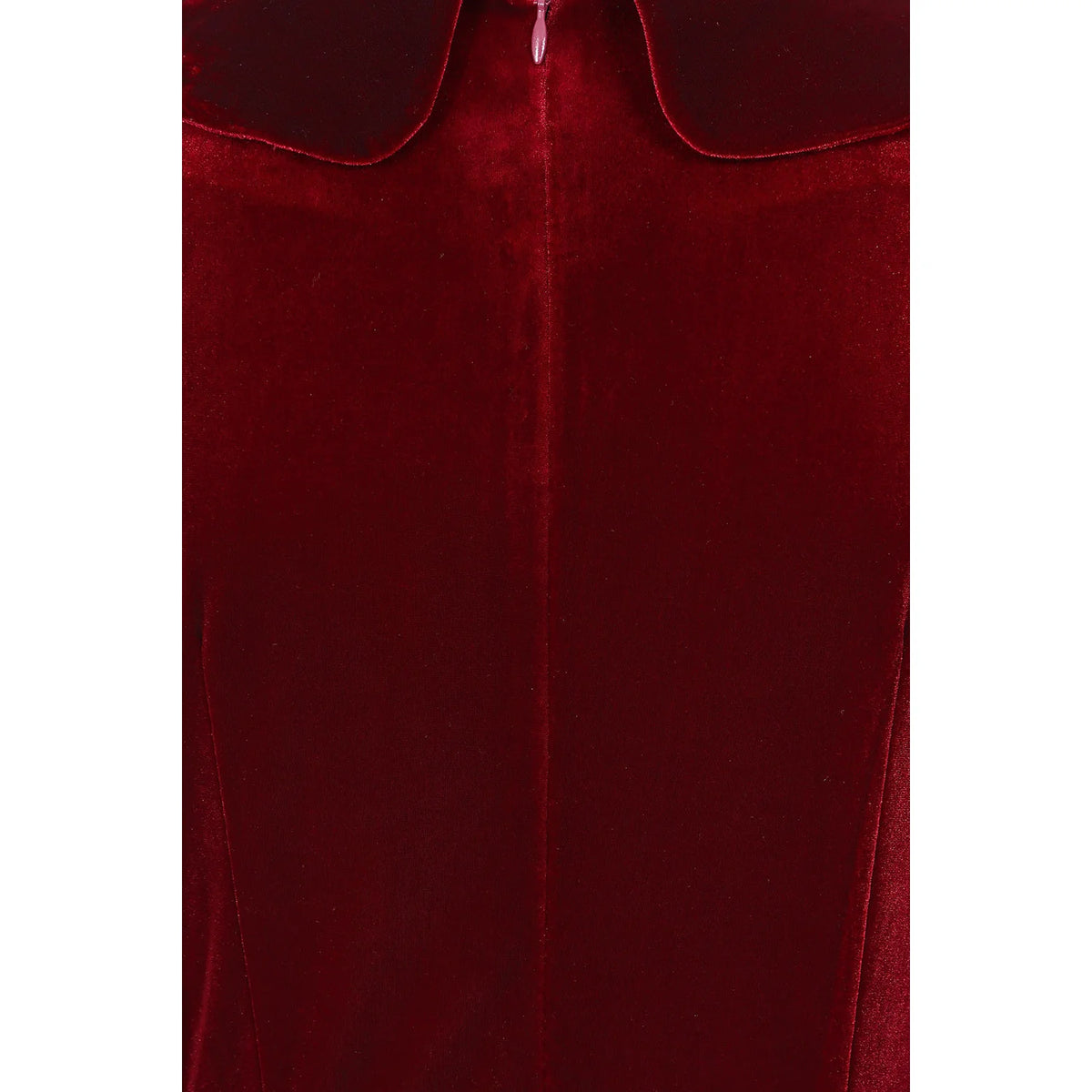 1950s Vintage Style Claret Wine Red Velvet Swing Dress with Bow Collar