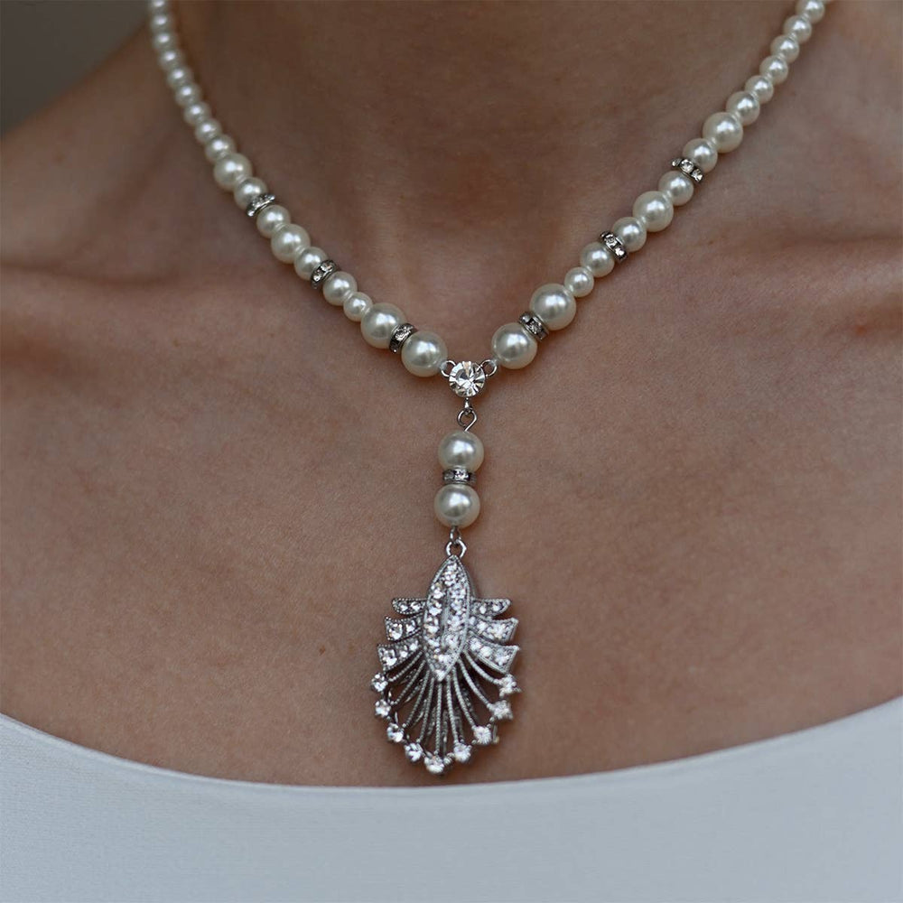 Art Deco Pearl Beaded Tassel Pendant Necklace - Pretty Kitty Fashion