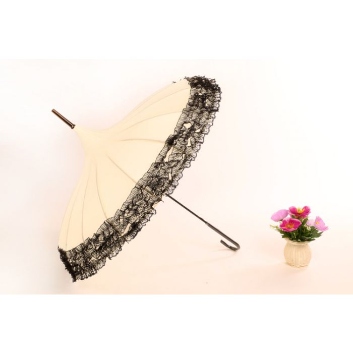 Cream Ivory Pagoda Lacy Umbrella