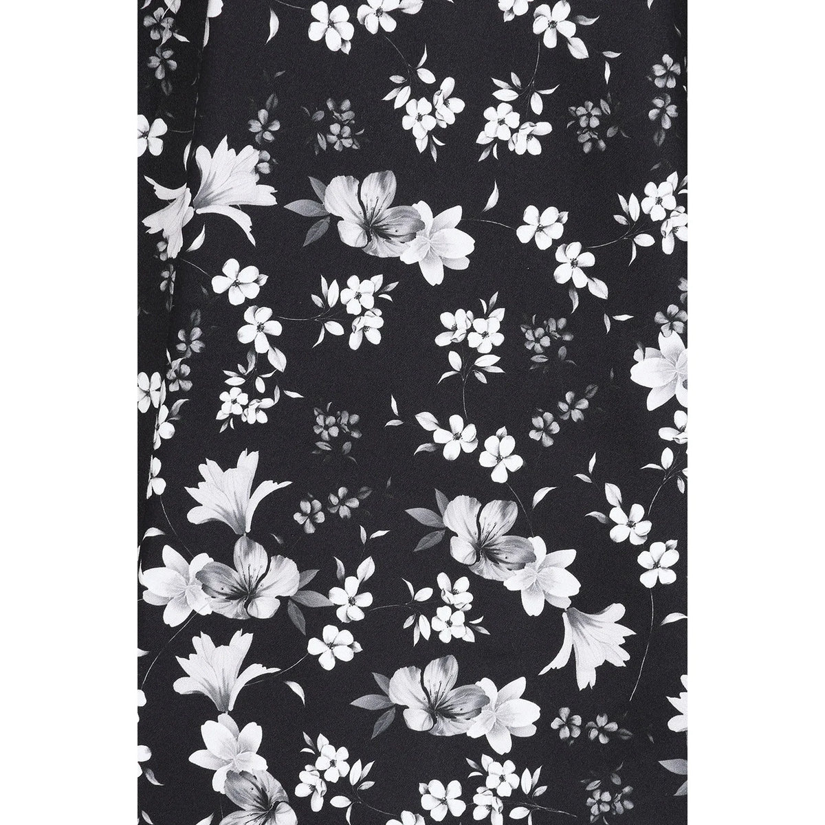 1950s Monochrome Floral Swing Dress with Sweetheart Neck