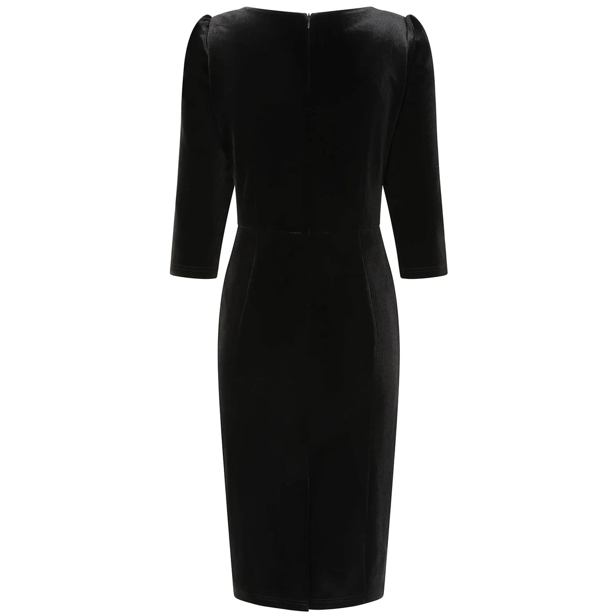 1950s Style Black Velvet Wiggle Dress Sweetheart Neck