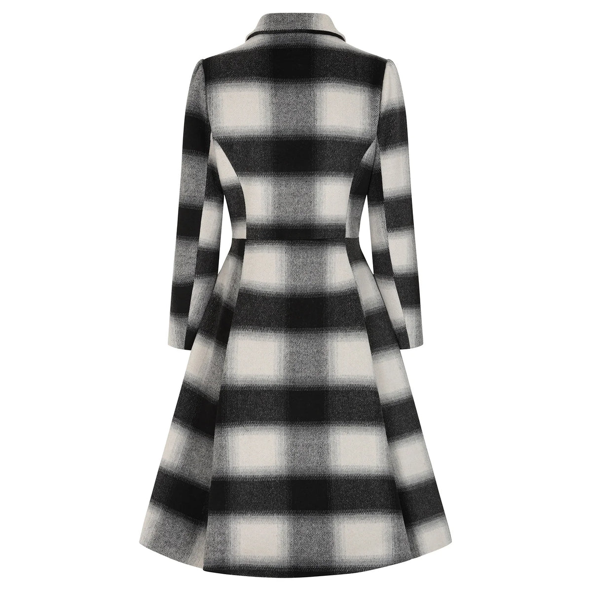 1950s Vintage Style Grey Check Wool Blend Swing Coat
