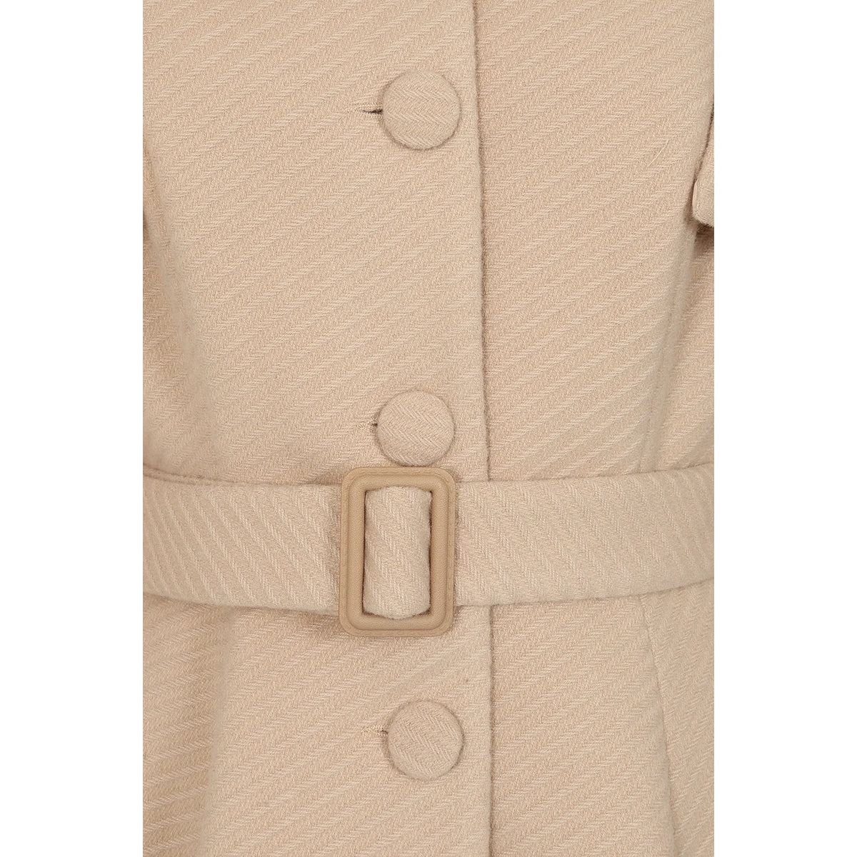 1940s Vintage Style Beige Belted Cape Swing Coat.