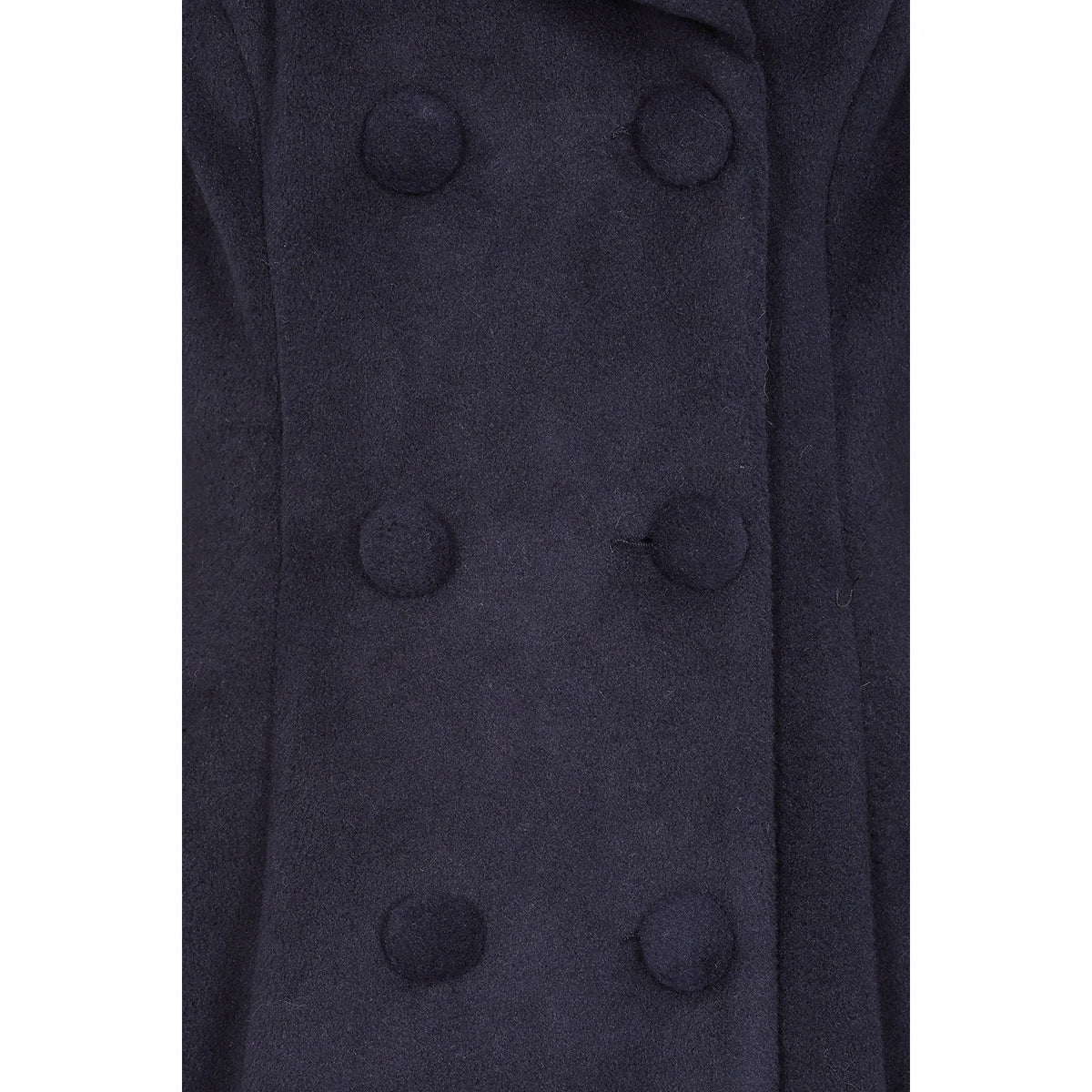 1950s Vintage Style Navy Swing Shawl Collar Double Breasted Long Lined Coat