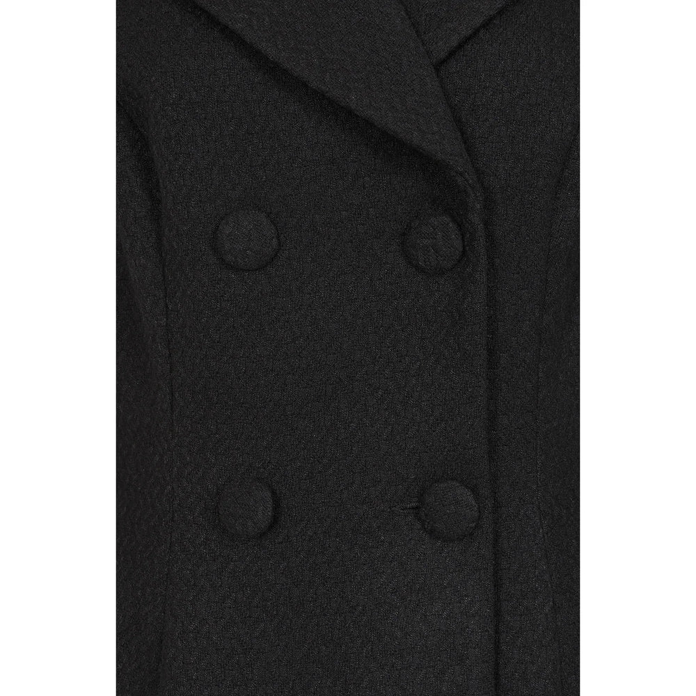 1950s Vintage Style Black Double Breasted Swing Coat