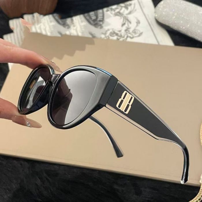 Black Scupltured Gold Tone Sunglasses
