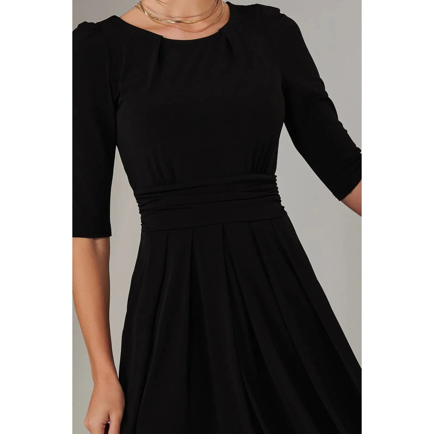 Jolie Moi 3/4 Sleeve Black Midaxi Dress