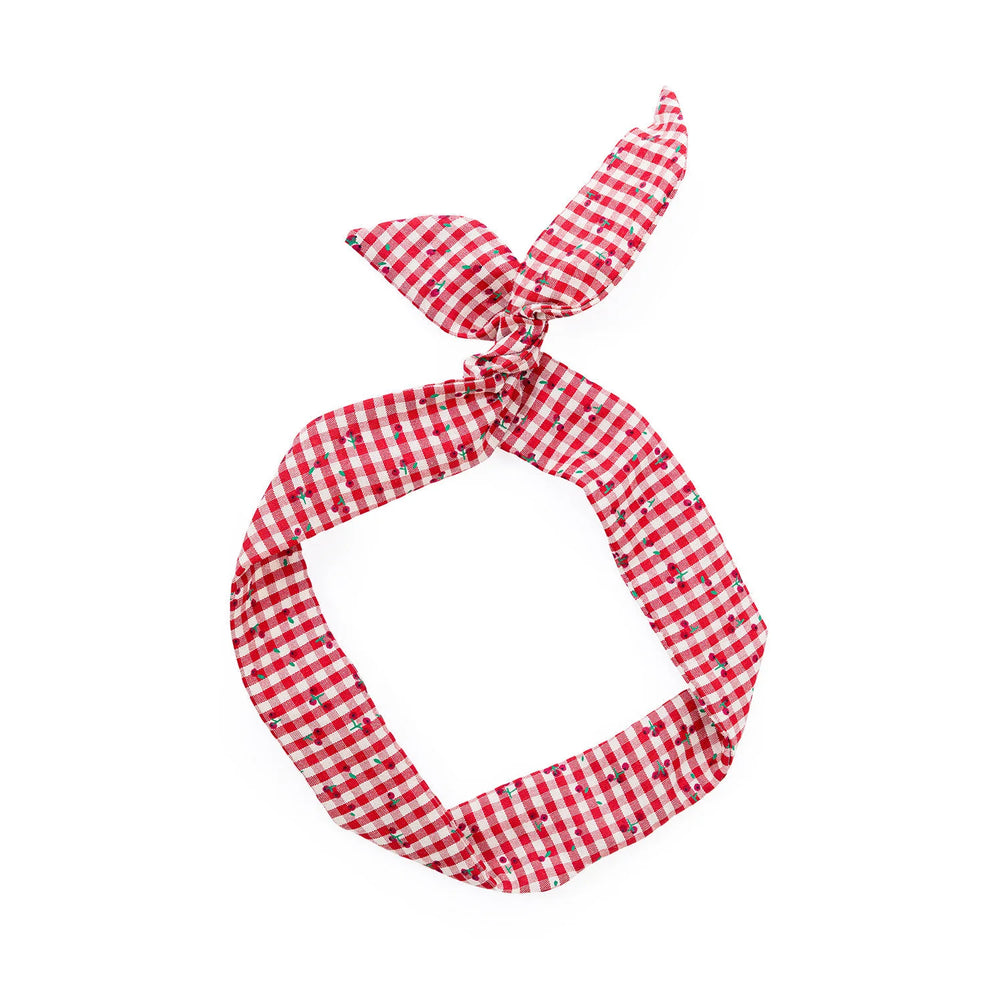 Red And White Gingham Cherry Print Headband