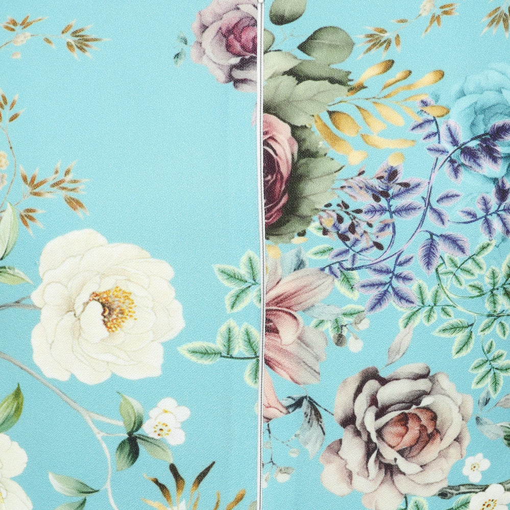 Blue Floral 40s Bodycon Sleeveless Hollywood Wiggle Dress