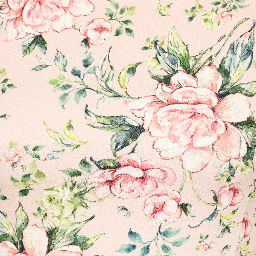 Vintage Pink Floral Audrey Hepburn Style Sleeveless 50s Swing Dress