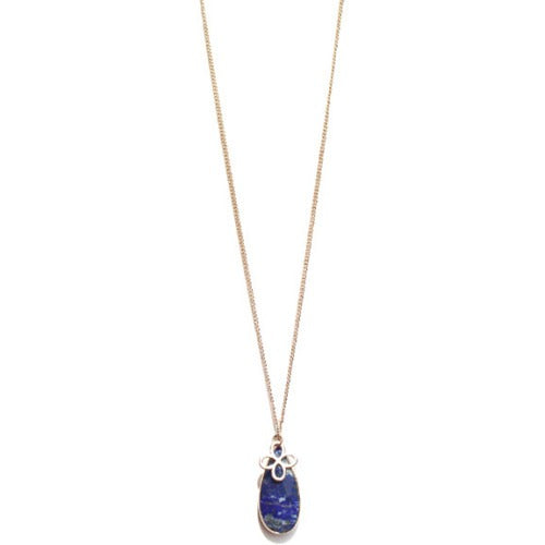 Sodalite Teardrop and Flower Charm Necklace