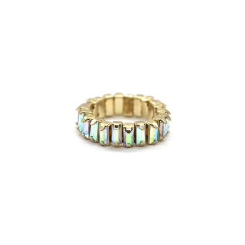 Colourful Square Stones Stretch Ring