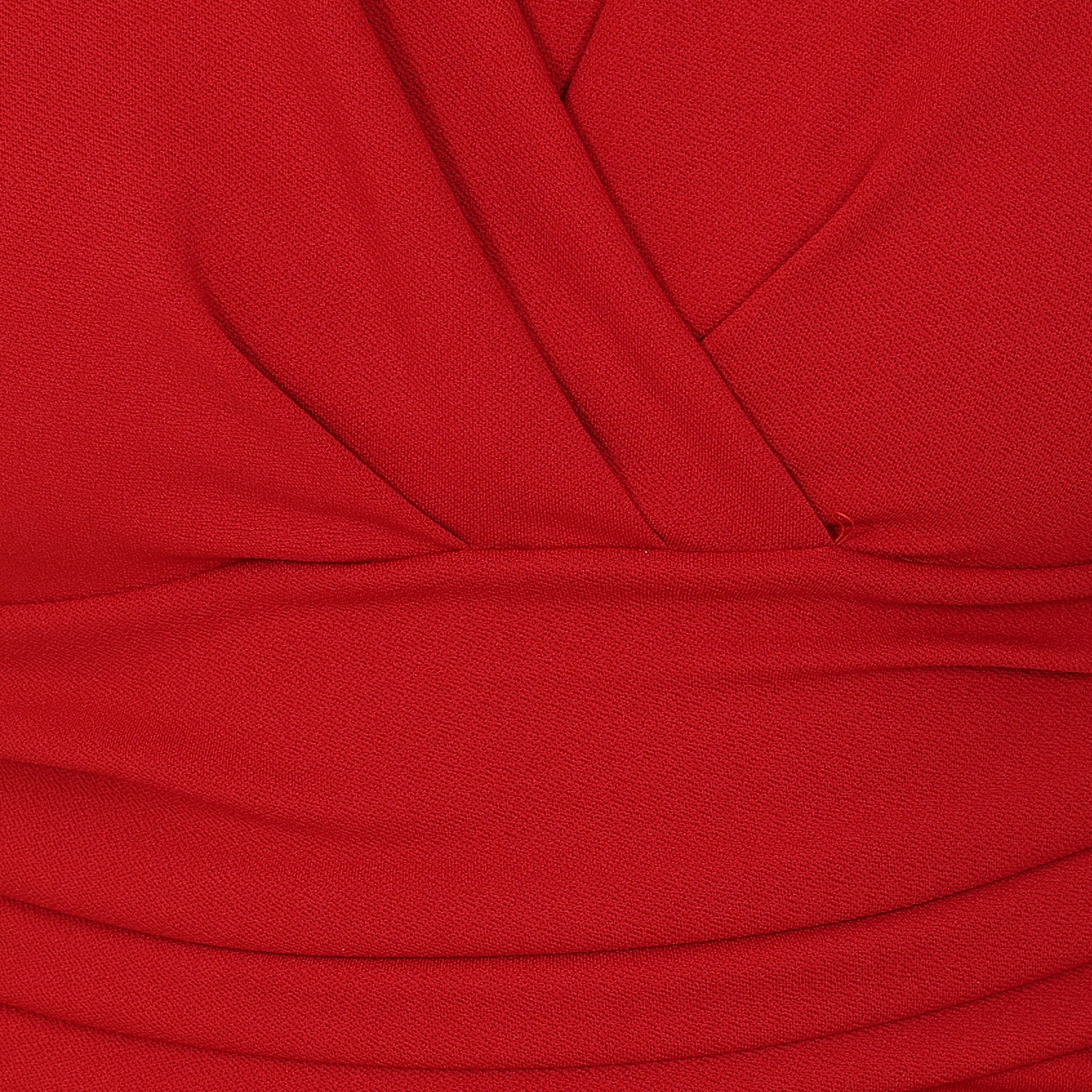 Red Deep V Cap Sleeve Bodycon Ruched Waist Wiggle Dress