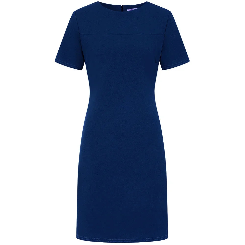 Navy Blue Short Sleeve 1940s Shift Dress