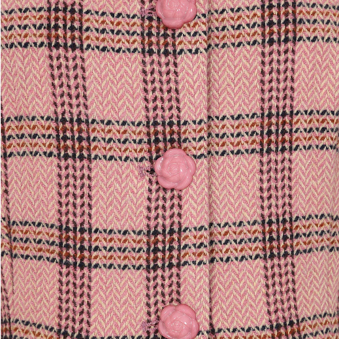 Pink plaid wool coat online