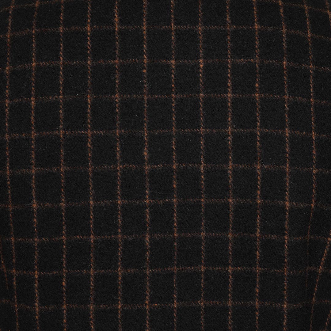 Black Brown Double Breasted Wool Vintage Check Print Winter Coat