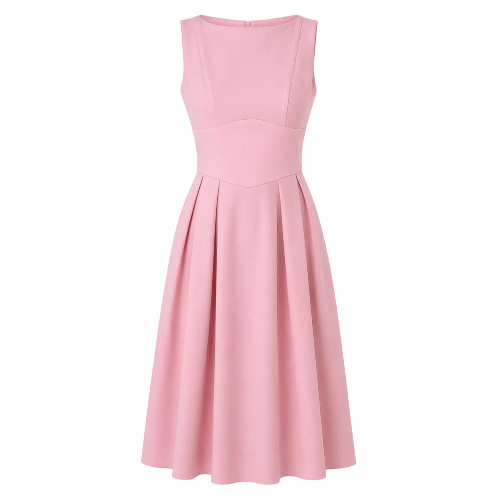 50s style pink dress pink fifties dress Retro Stage Vintage Women 1950s Rockabilly Swing Dress Pinup 50s Retro Floral Print Halterneck A-Line Dresses