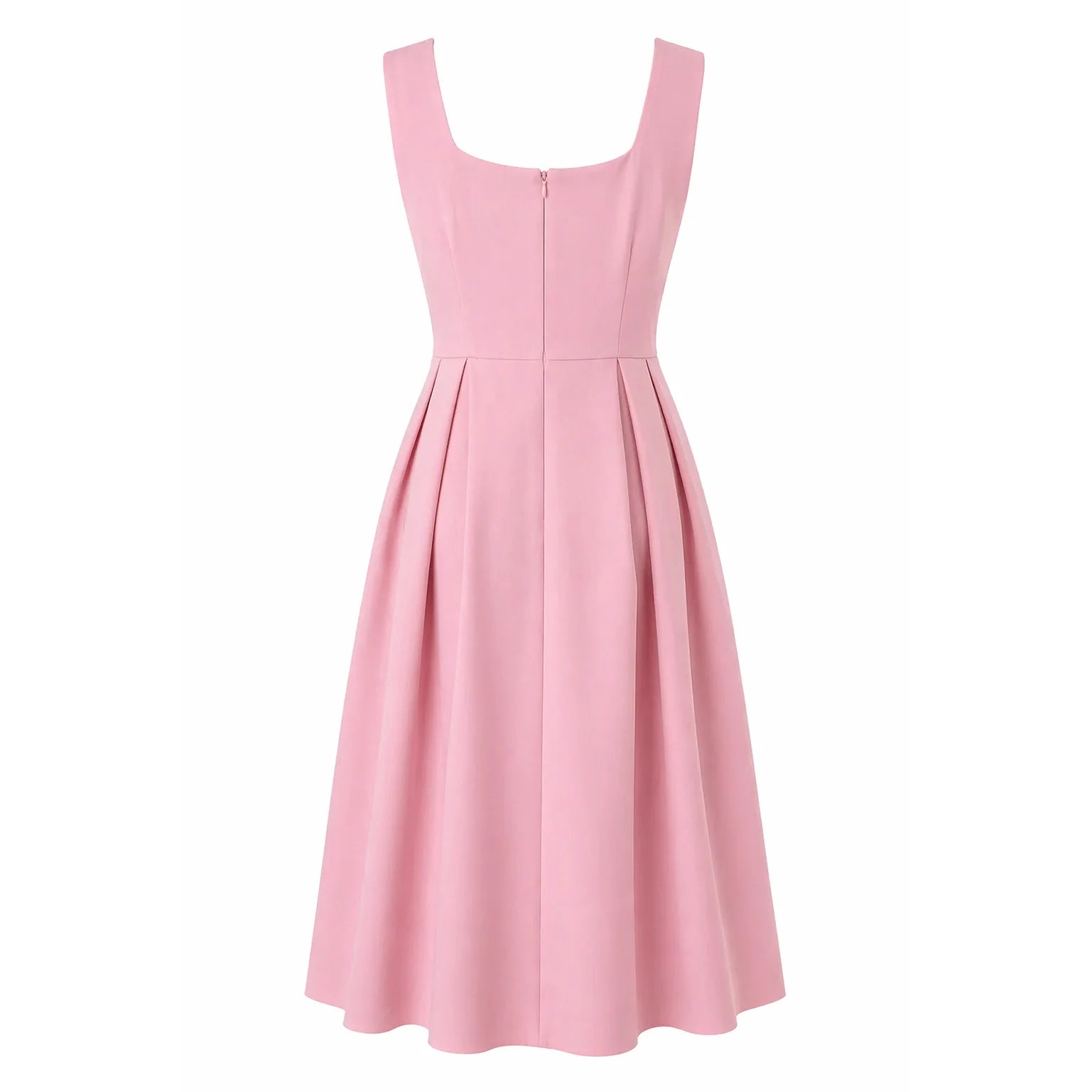 Pink Sleeveless Midi Dress with Pockets – Vintage Inspired Fit & Flare Occasion Dress