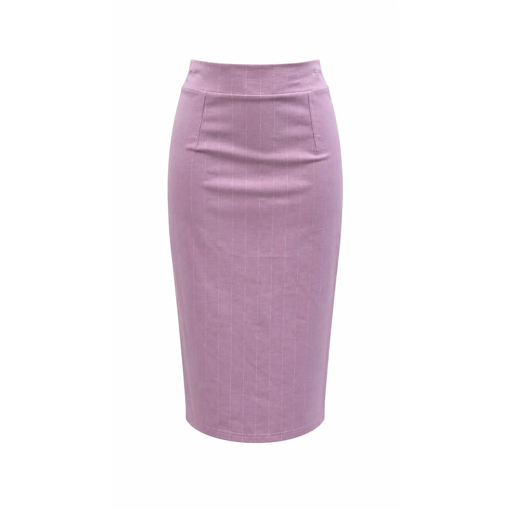 Dusky Pink Pinstripe Wiggle Skirt – High Waisted Pencil Skirt | Vintage Inspired Fit