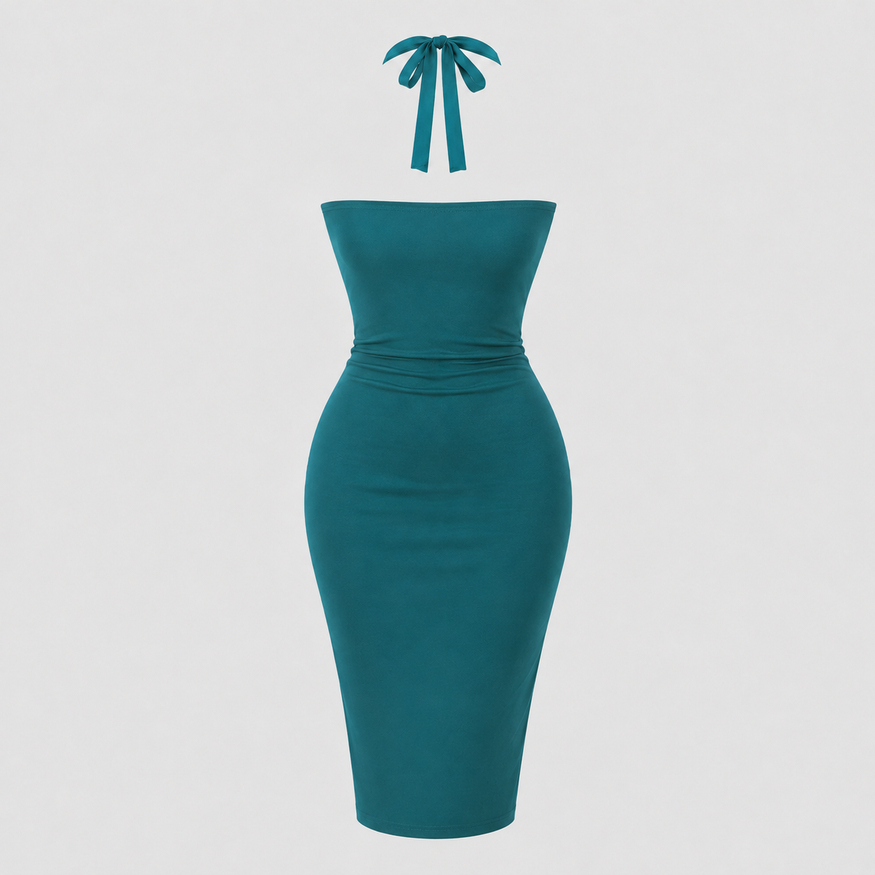 Teal 1940s Halterneck Wiggle Pencil Dress