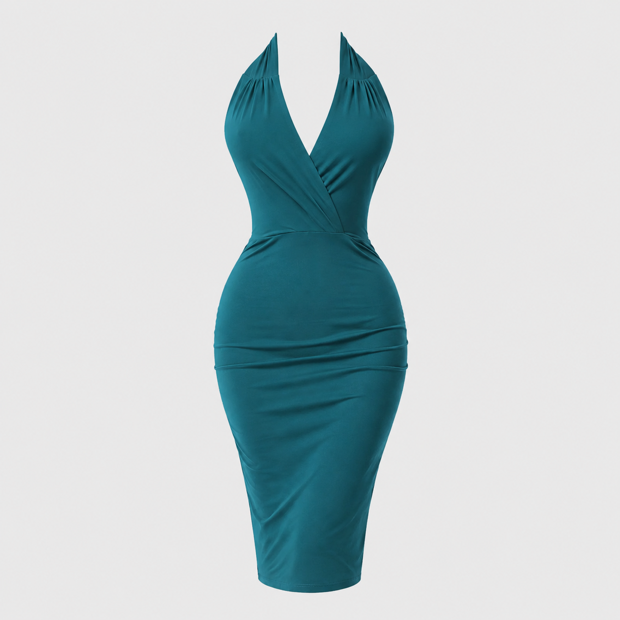 Teal 1940s Halterneck Wiggle Pencil Dress