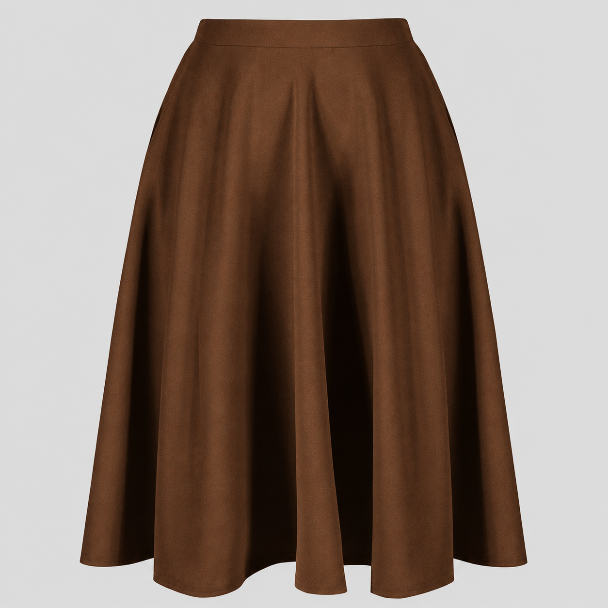 Chocolate Brown 1950s Vintage Rockabilly Swing Skirt