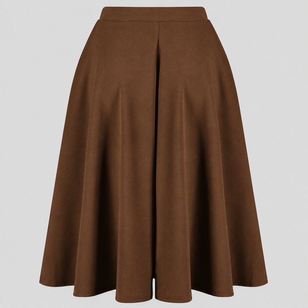 Chocolate Brown 1950s Vintage Rockabilly Swing Skirt