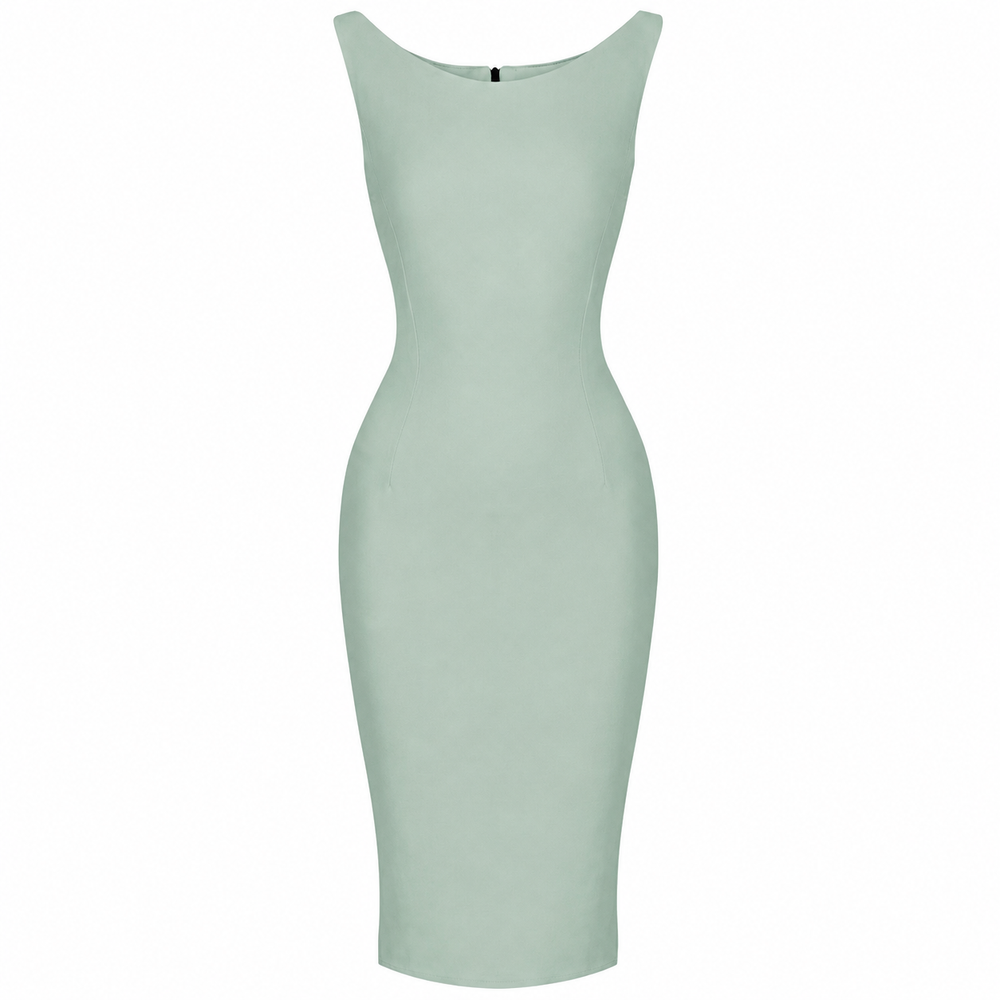 Sage Green 40s Bodycon Sleeveless Hollywood Wiggle Dress