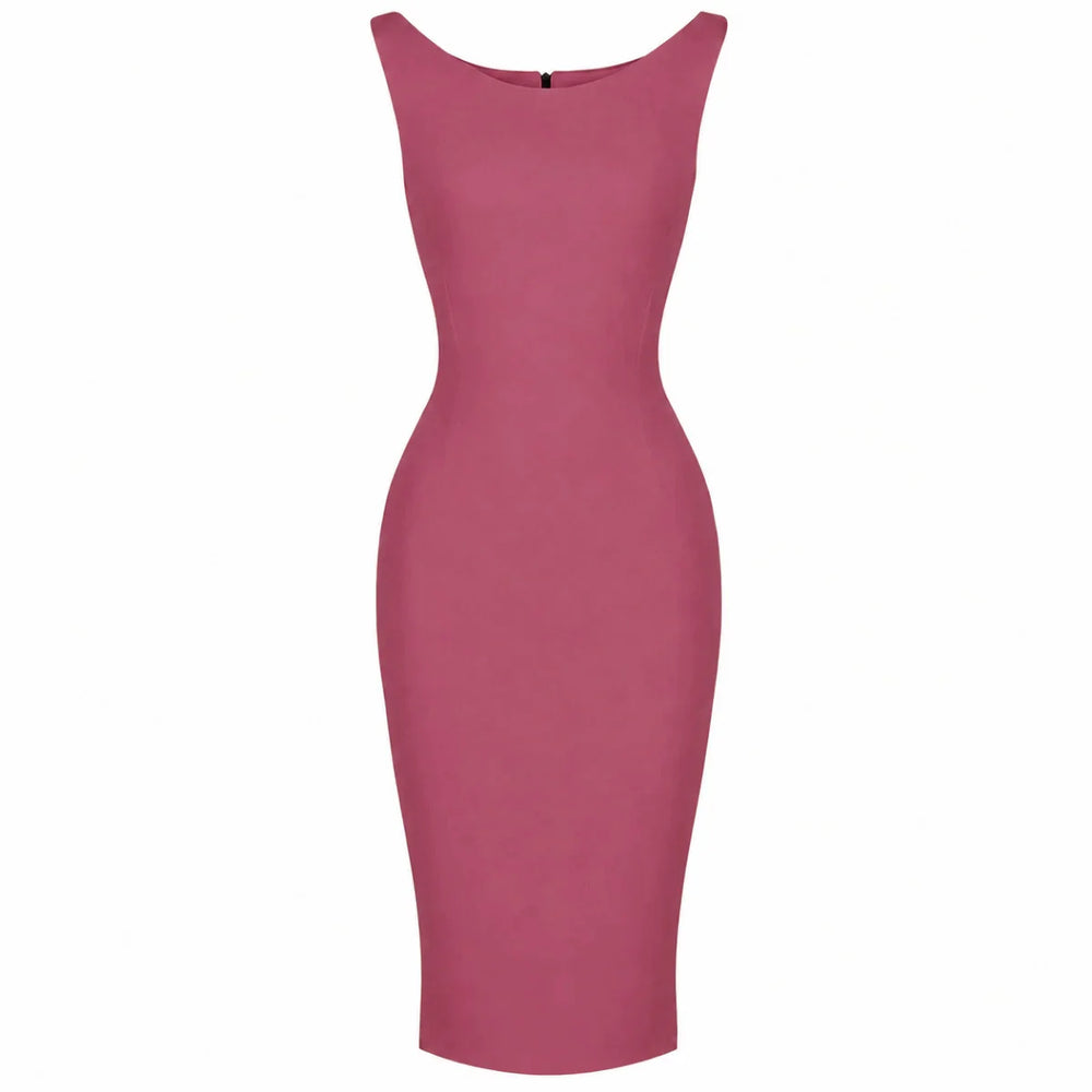 Raspberry Pink 40s Bodycon Sleeveless Hollywood Wiggle Dress